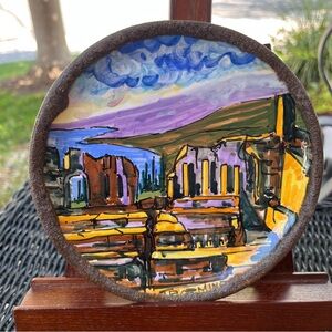 🌸Unique🌸 Vintage Small Hand Painted Ready To Hang Plate